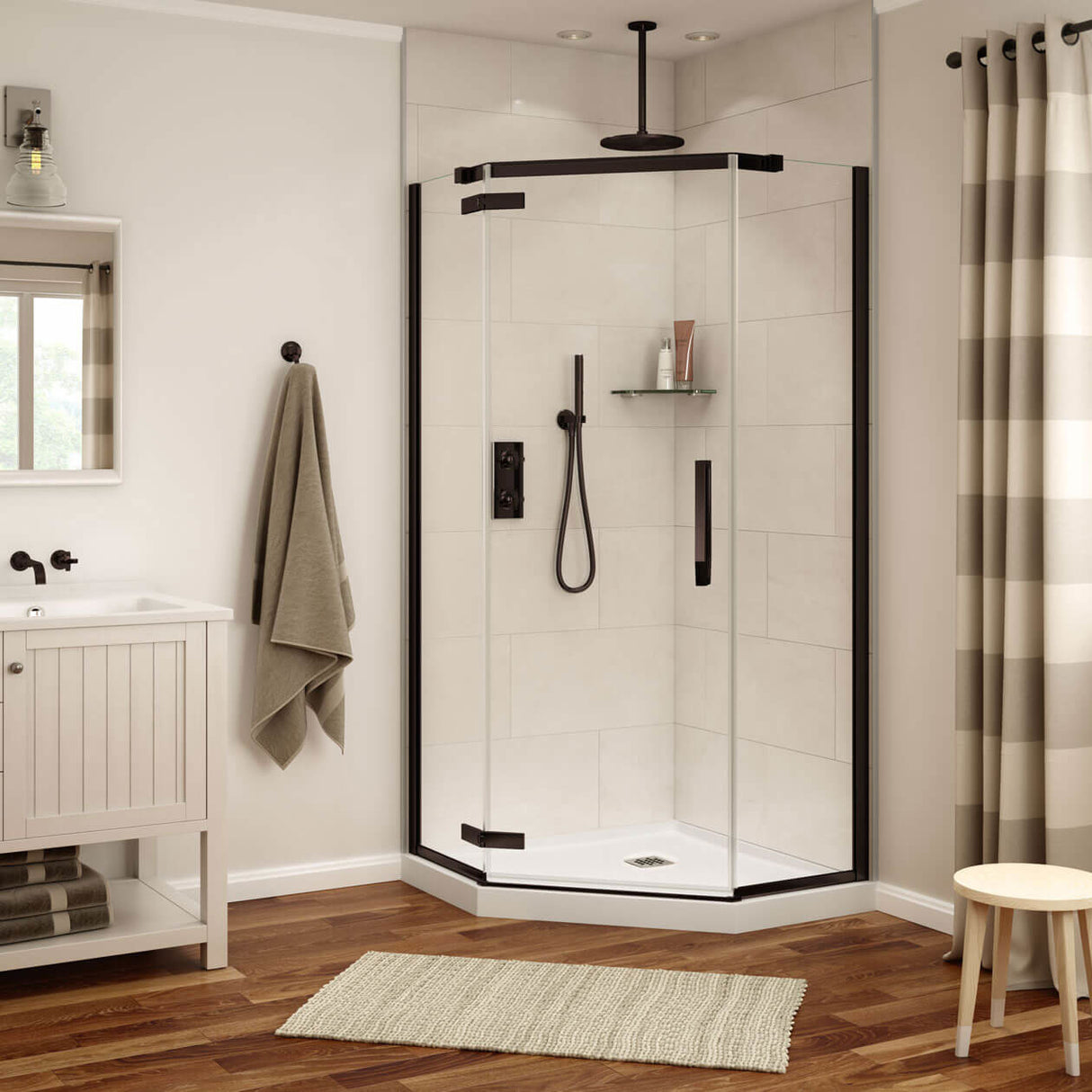 Davana Neo-angle 40 x 40 x 75 in. 8mm Pivot Shower Door for Corner Installation with Clear glass in Chrome