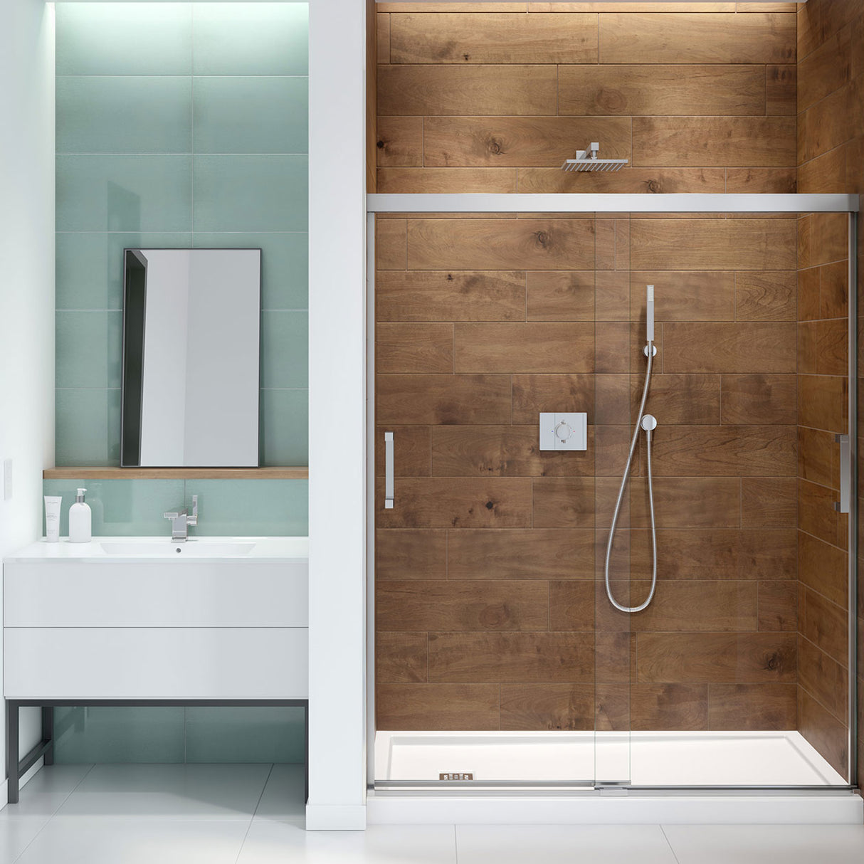 Incognito 70 56-59 x 70 ½ in. 6 mm Bypass Shower Door for Alcove Installation with Clear glass in Chrome