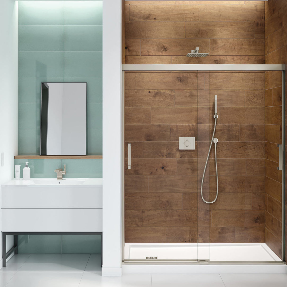 Incognito 70 56-59 x 70 ½ in. 8 mm Bypass Shower Door for Alcove Installation with Clear glass in Chrome