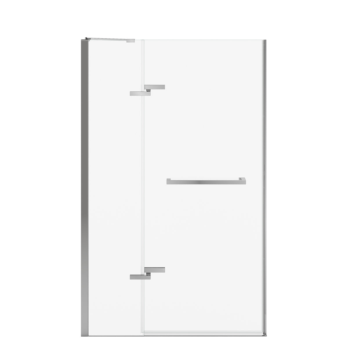 Reveal Sleek 71 41 ½-44 ½ x 71 ½ in. 8mm Pivot Shower Door for Alcove Installation with Clear glass in Chrome
