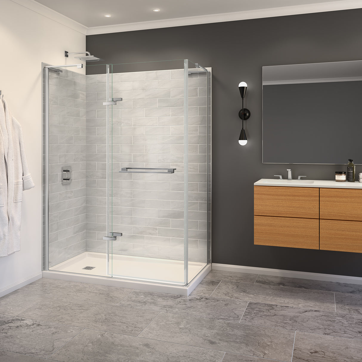 Capella 78 56-59 x 78 in. 8 mm Pivot Shower Door for Alcove Installation with GlassShield glass in Chrome
