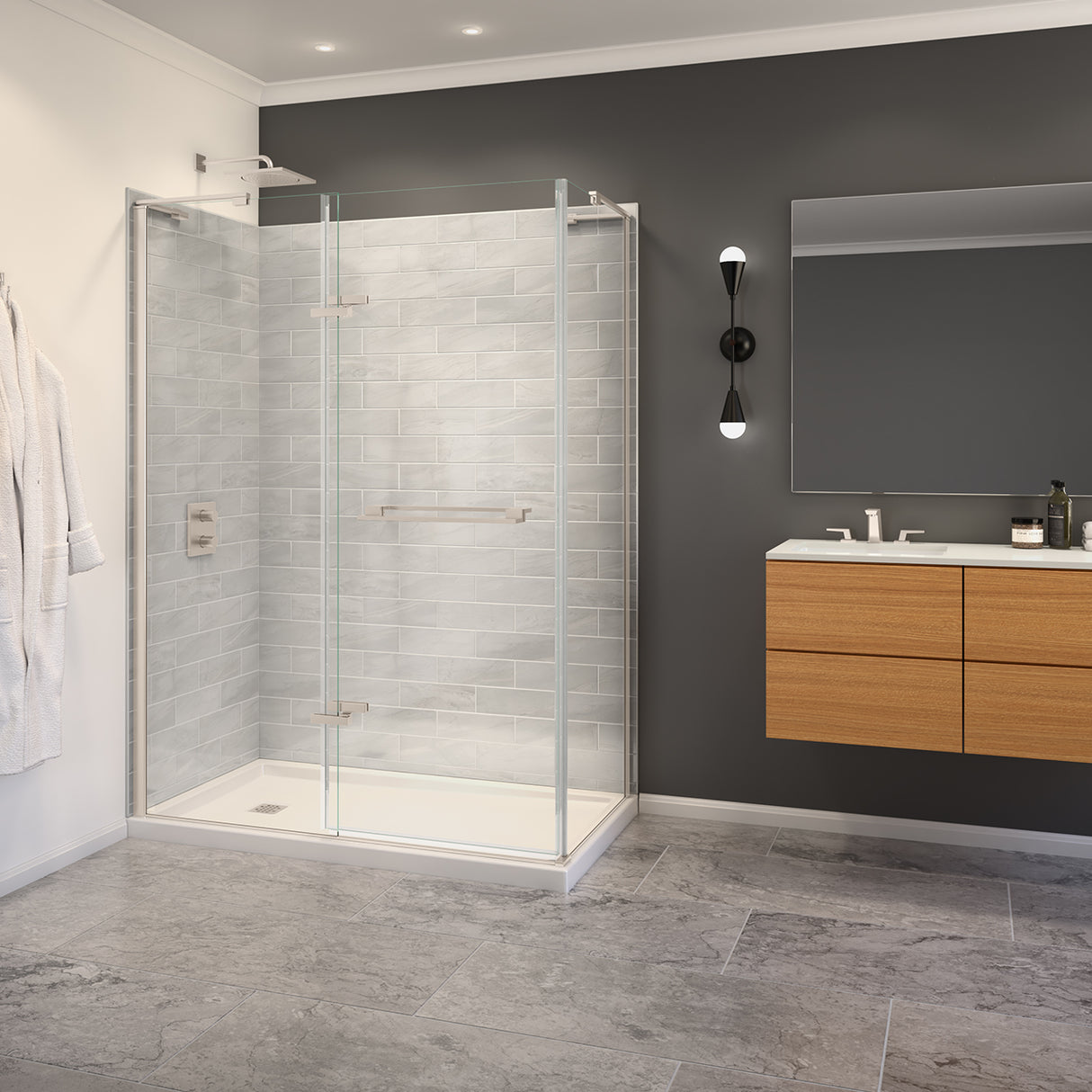 Capella 78 56-59 x 78 in. 8 mm Pivot Shower Door for Alcove Installation with GlassShield glass in Chrome