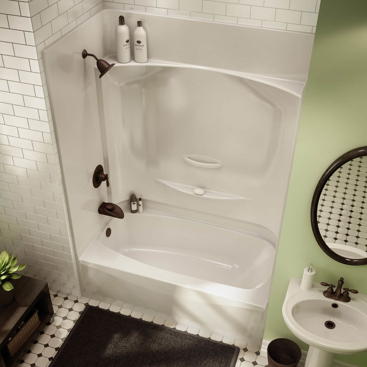 KDTS 3260 AFR AcrylX Alcove Left-Hand Drain Four-Piece Tub Shower in White