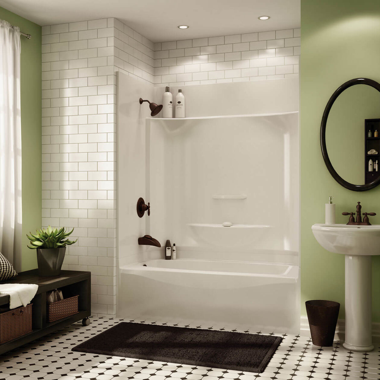 KDTS 3260 AFR AcrylX Alcove Left-Hand Drain Four-Piece Tub Shower in White