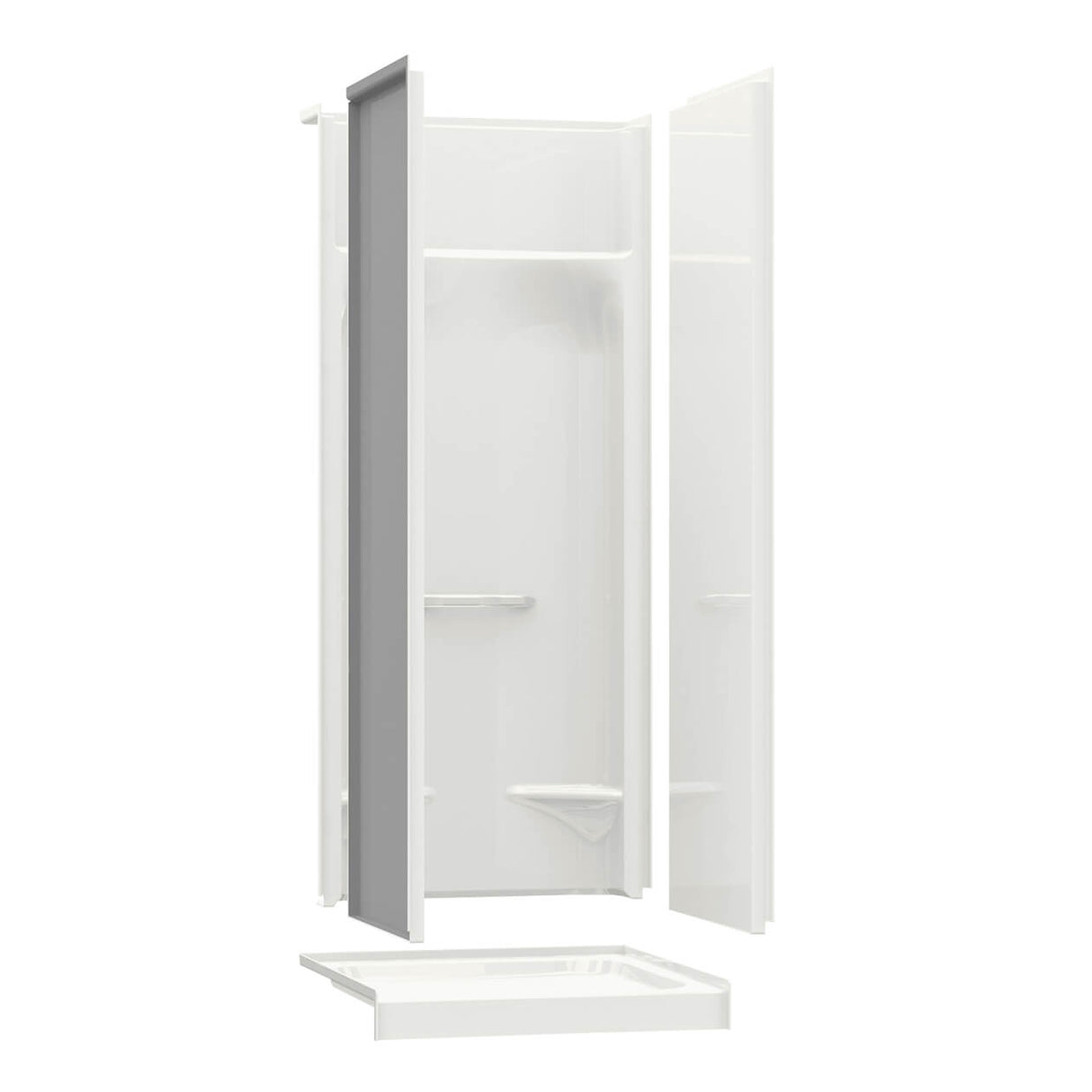 KDS 3232 AFR AcrylX Alcove Center Drain Four-Piece Shower in White