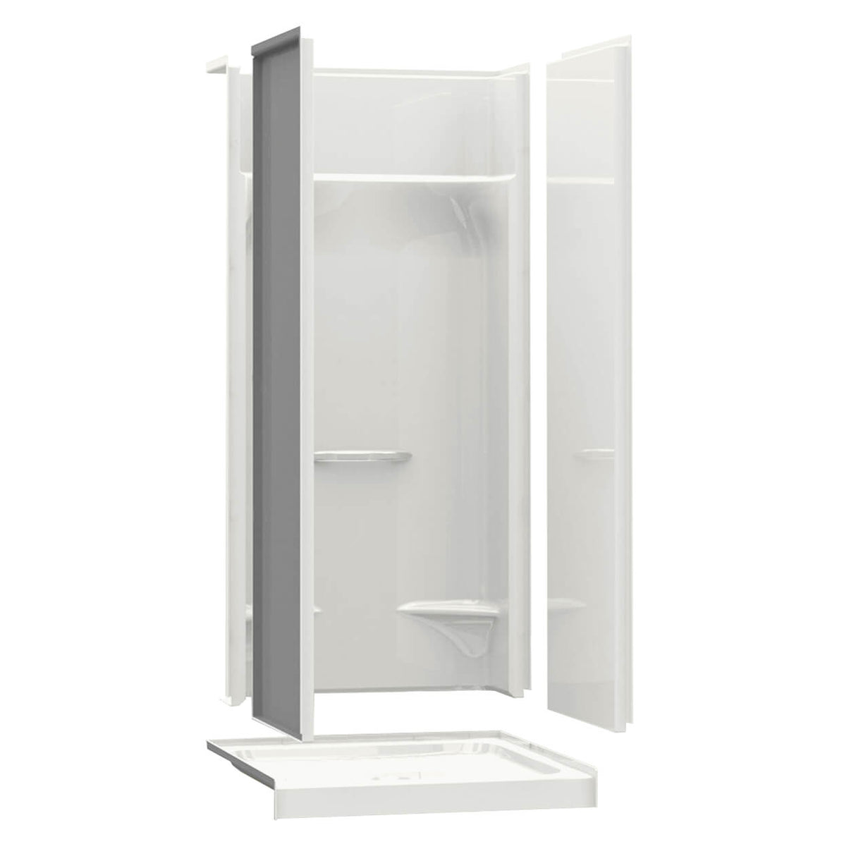 KDS 3636 AFR AcrylX Alcove Center Drain Four-Piece Shower in White