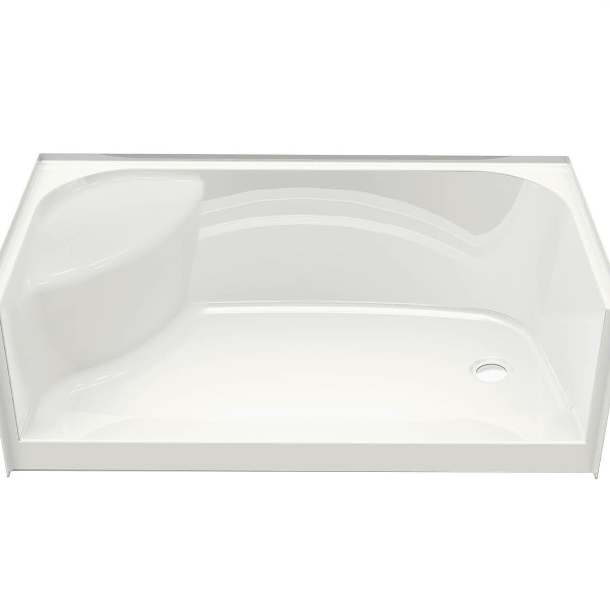 SPS 3460 AFR AcrylX Alcove Shower Base with Center Drain in White