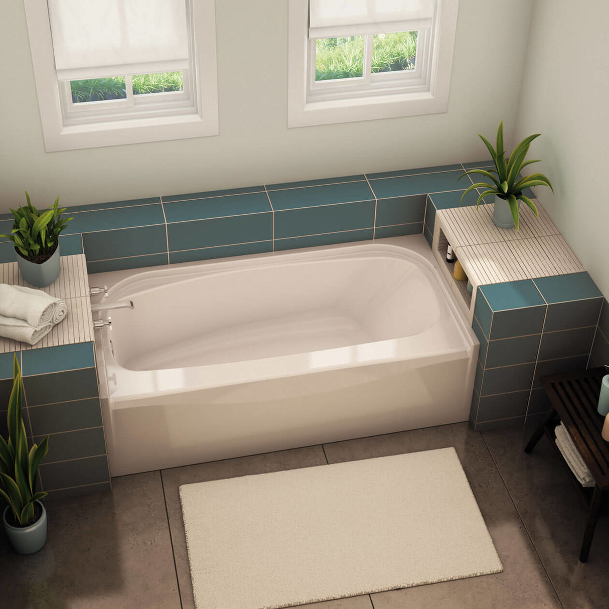 Essence TO-6030 AFR AcrylX Alcove Left-Hand Drain Bathtub in White