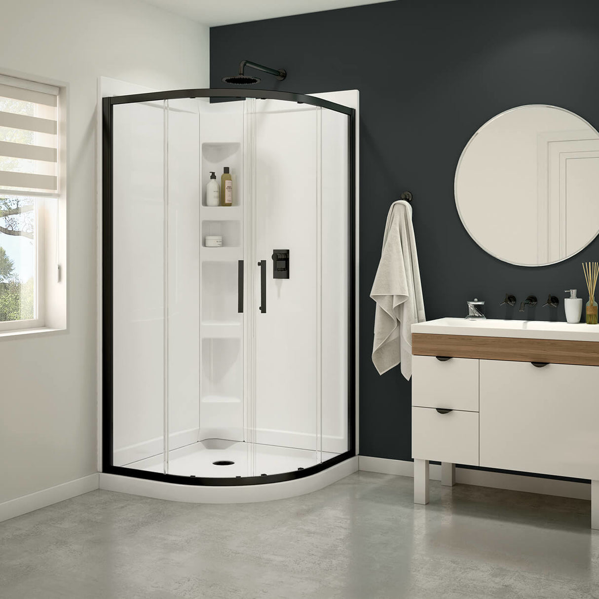 DAISY NEO-RND SHOWER KIT 38X38X 74 5/8