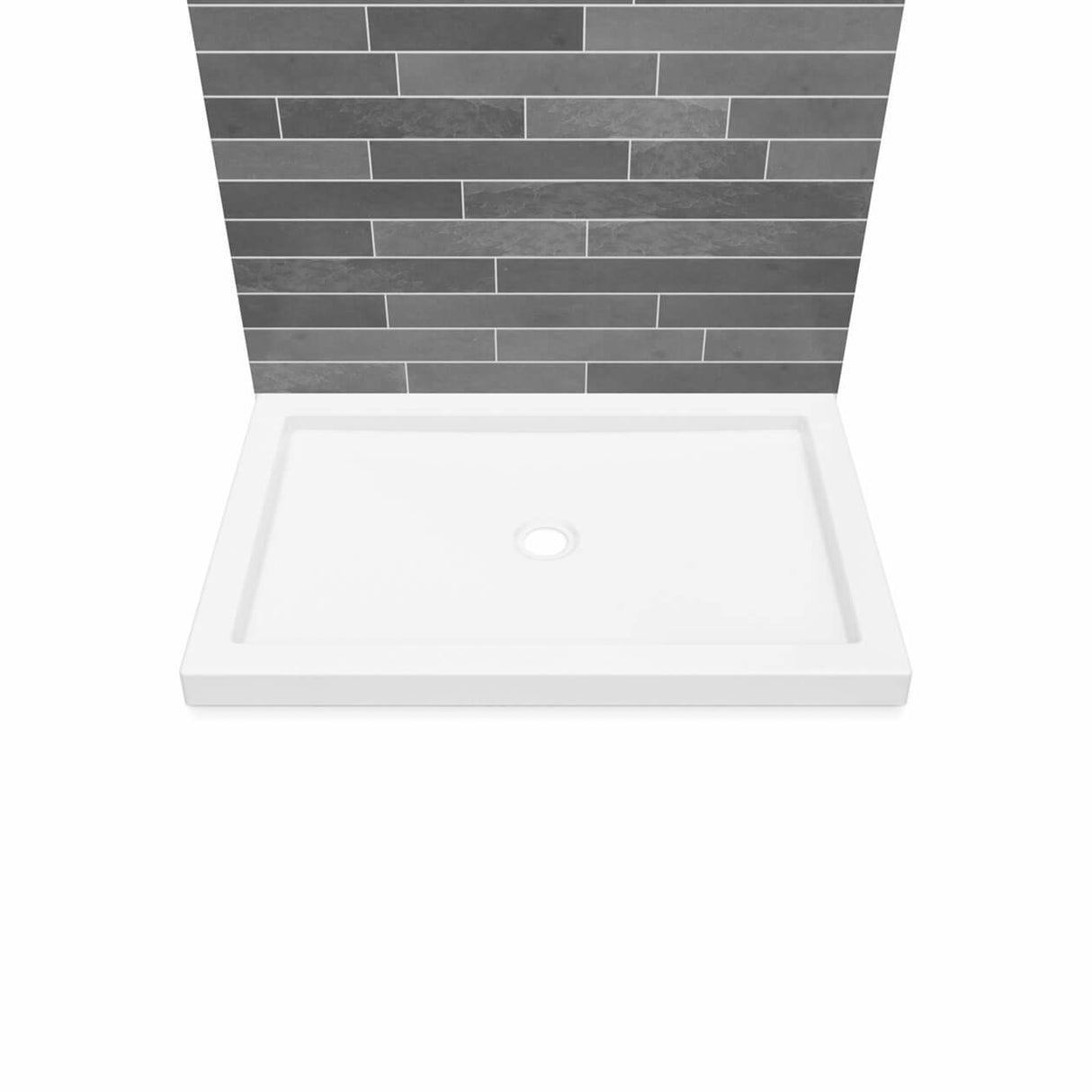 B3Round 4832 Acrylic Alcove Shower Base in White with Center Drain