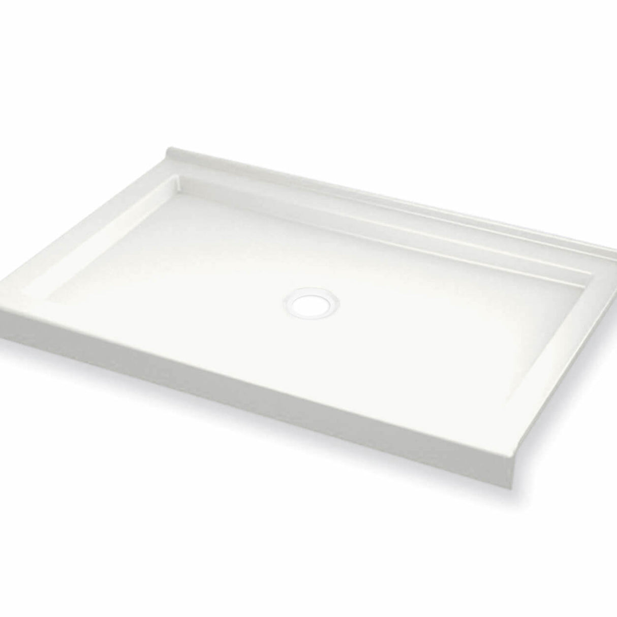 B3Round 4834 Acrylic Alcove Shower Base in White with Center Drain