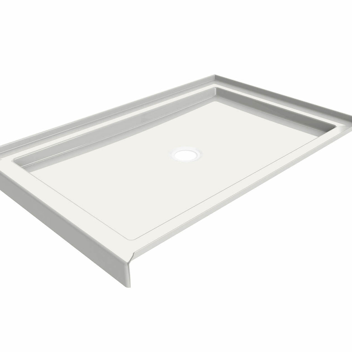 B3Round 4834 Acrylic Alcove Shower Base in White with Center Drain