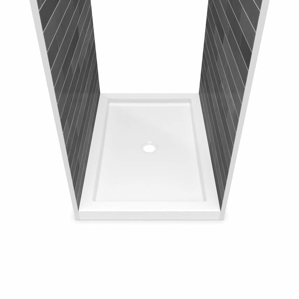 B3Round 4834 Acrylic Alcove Shower Base in White with Center Drain