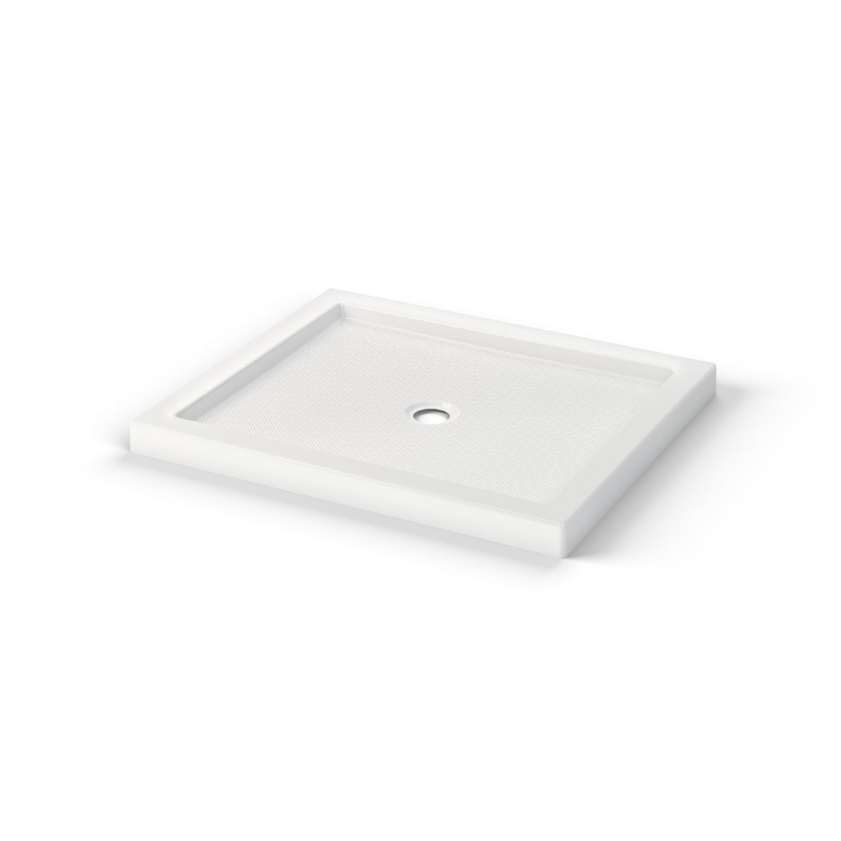 B3Round 4842 Acrylic Alcove Shower Base in White with Anti-slip Bottom with Center Drain