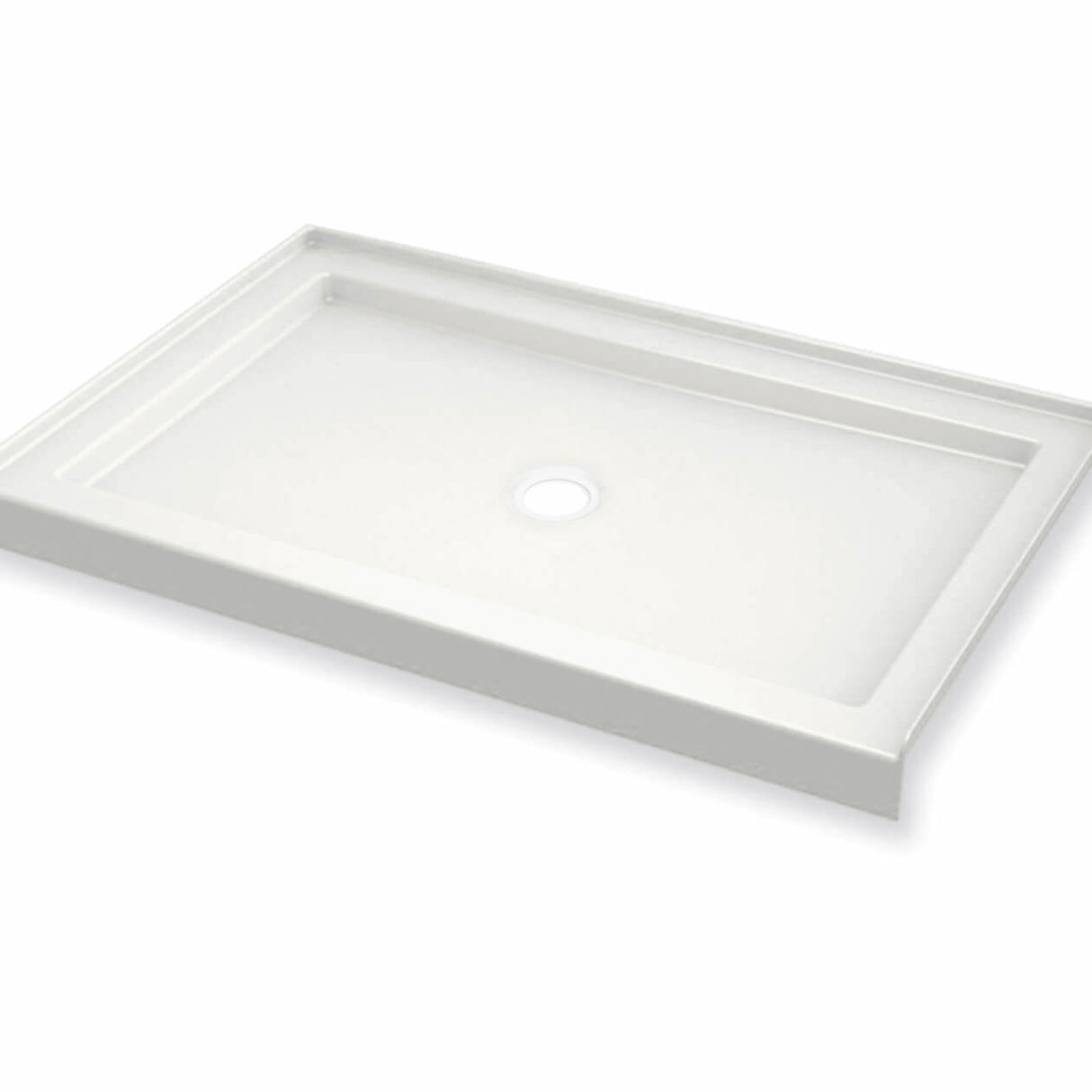 B3Round 4836 Acrylic Alcove Shower Base in White with Center Drain