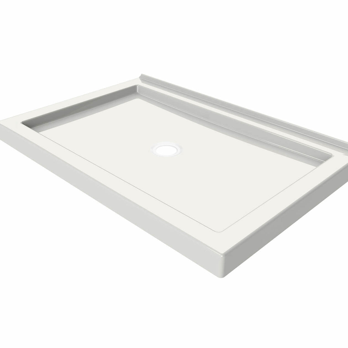 B3Round 4836 Acrylic Alcove Shower Base in White with Center Drain