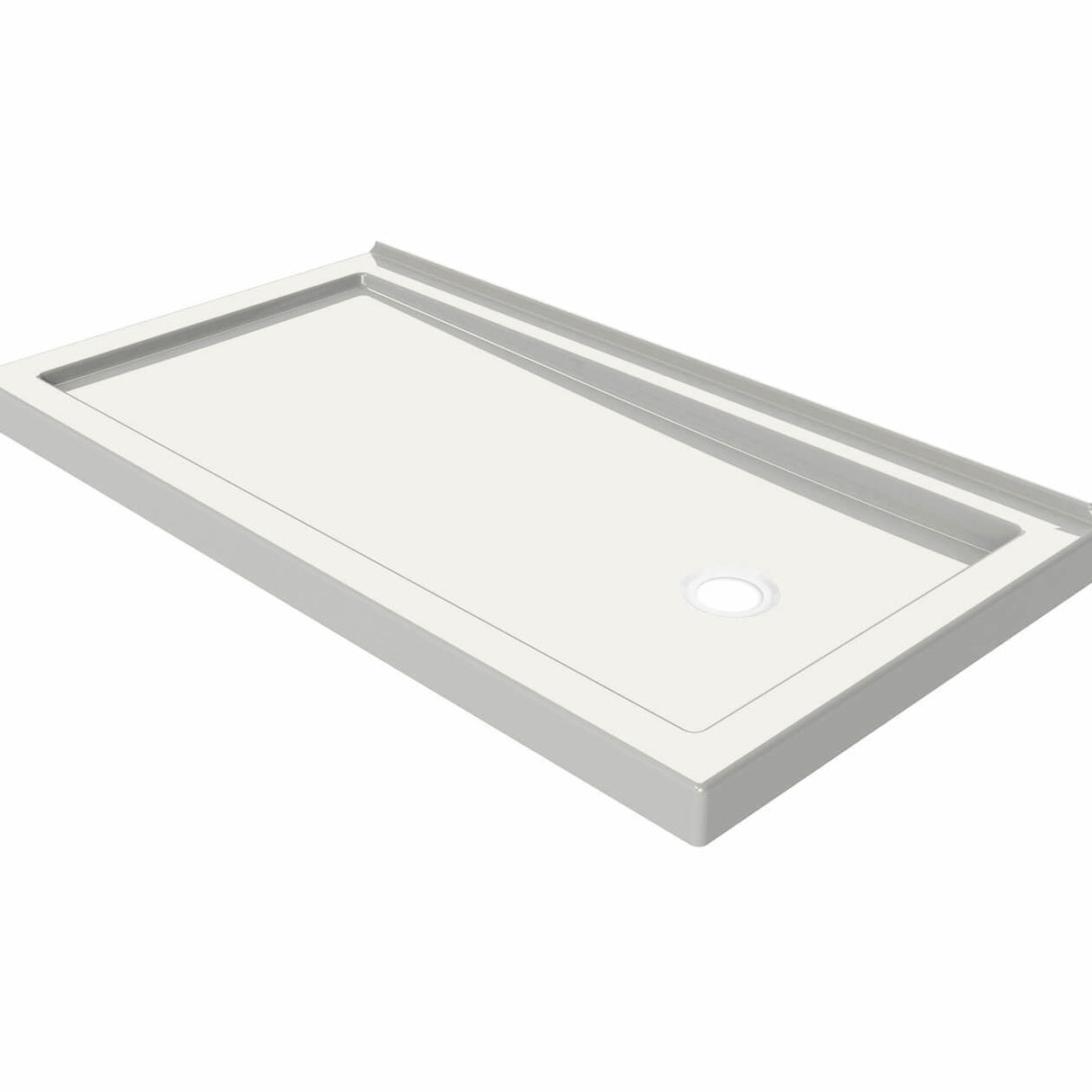 B3Round 6032 Acrylic Alcove Shower Base in White with Left-Hand Drain