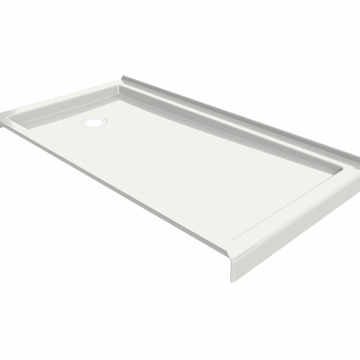 B3Round 6032 Acrylic Alcove Shower Base in White with Left-Hand Drain
