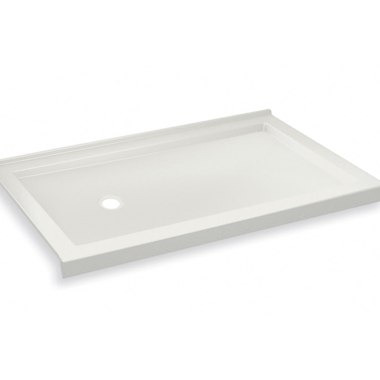 B3Round 6032 Acrylic Alcove Shower Base in White with Left-Hand Drain