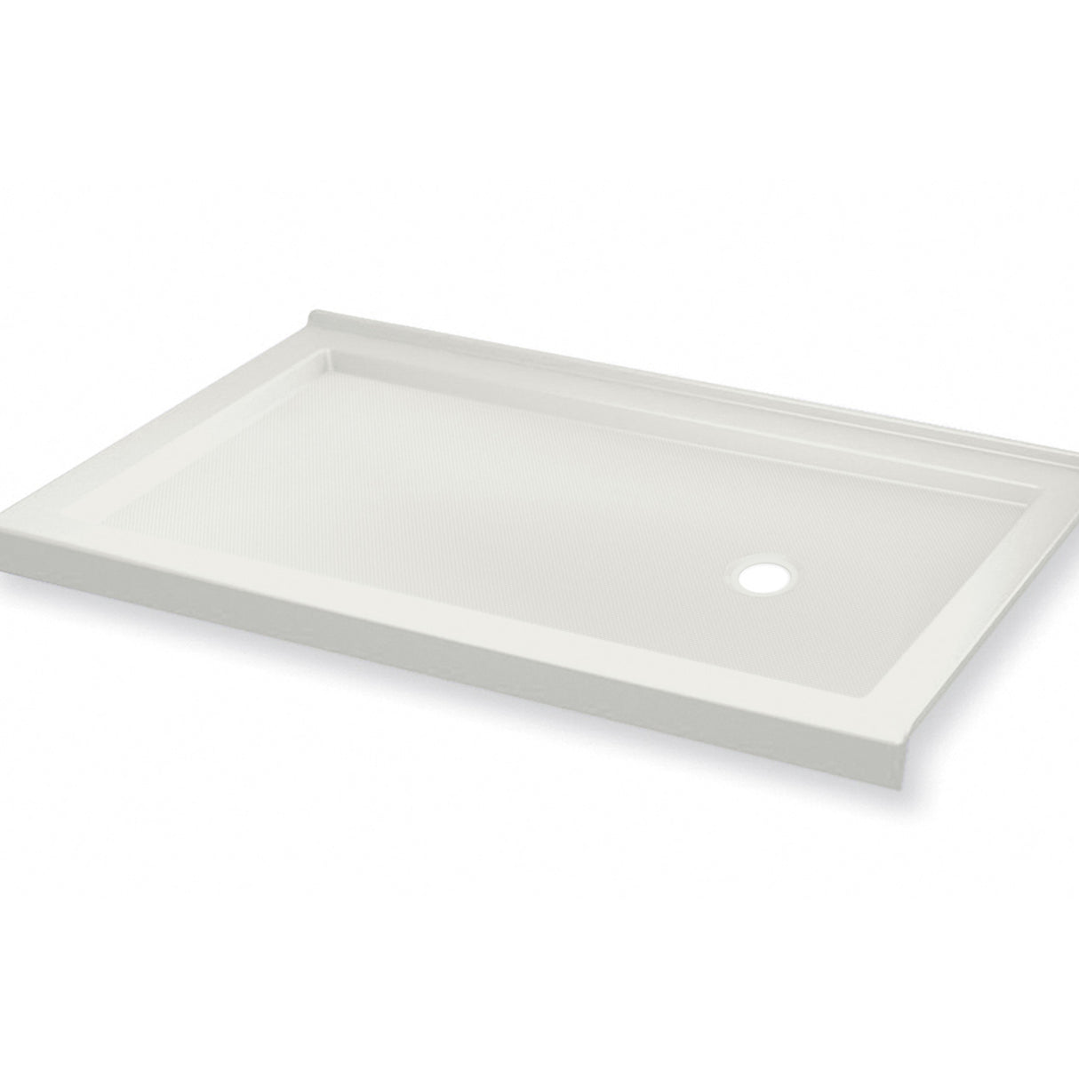 B3Round 6032 Acrylic Alcove Shower Base in White with Left-Hand Drain