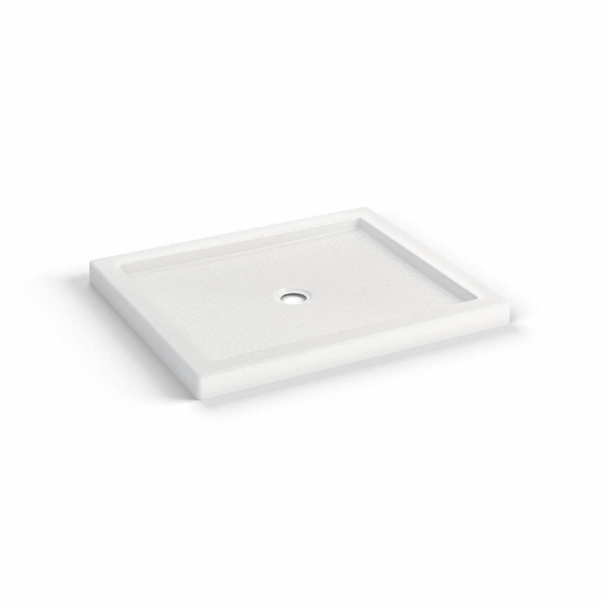 B3Round 4236 Acrylic Alcove Shower Base in White with Anti-slip Bottom with Center Drain