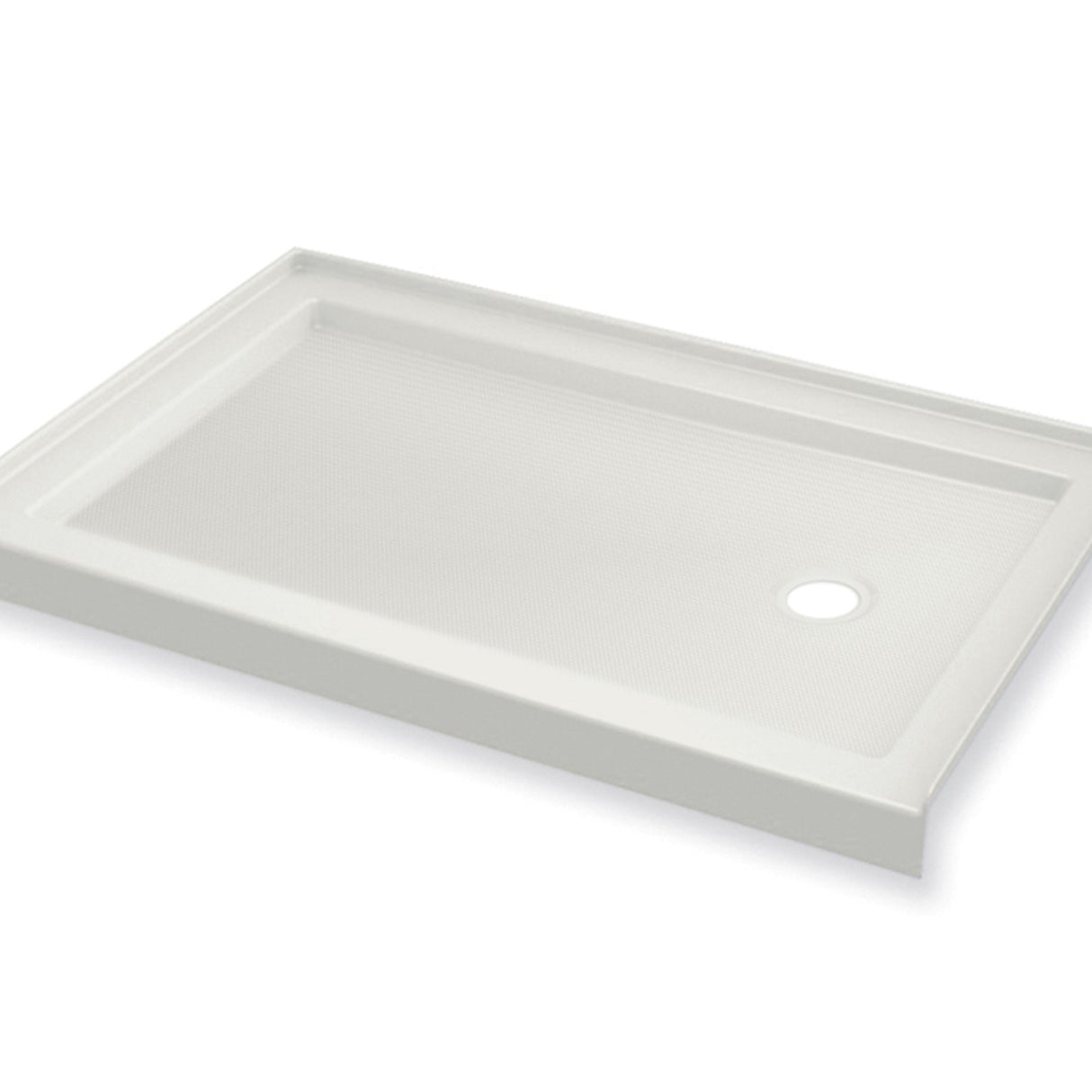 B3Round 6034 Acrylic Alcove Shower Base in White with Anti-slip Bottom with Center Drain