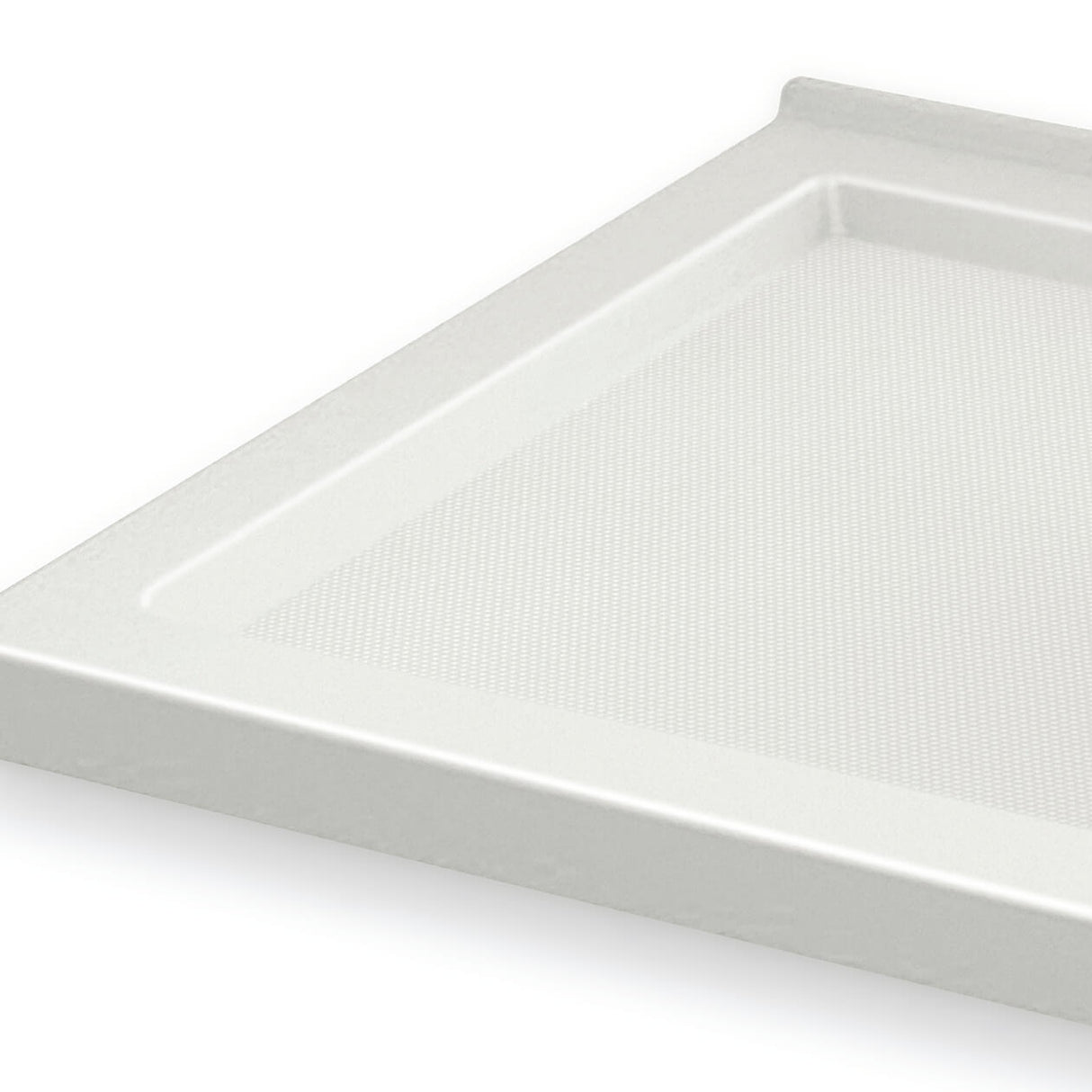 B3Round 6034 Acrylic Alcove Shower Base in White with Anti-slip Bottom with Center Drain