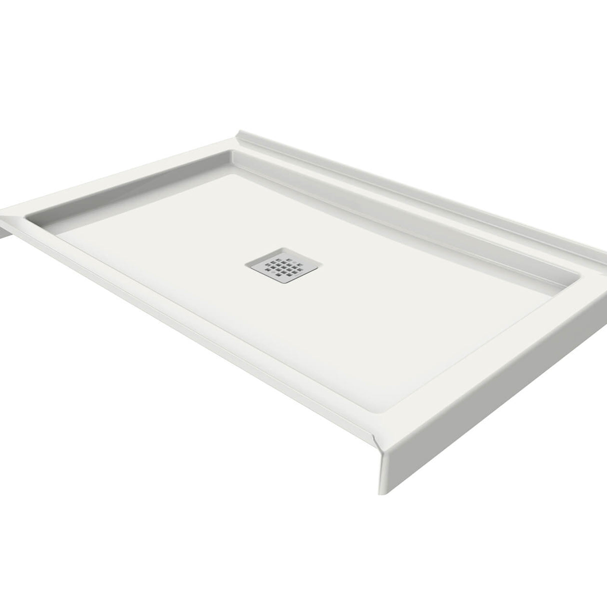 B3Square 4834 Acrylic Alcove Shower Base in White with Center Drain