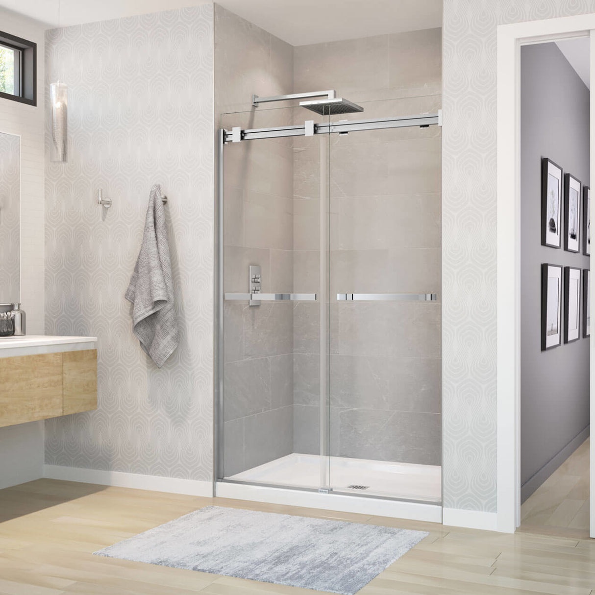 B3Square 4836 Acrylic Alcove Shower Base in White with Center Drain
