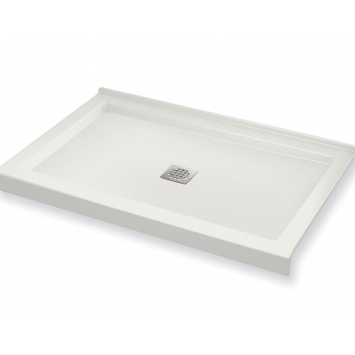 B3Square 4836 Acrylic Alcove Shower Base in White with Center Drain