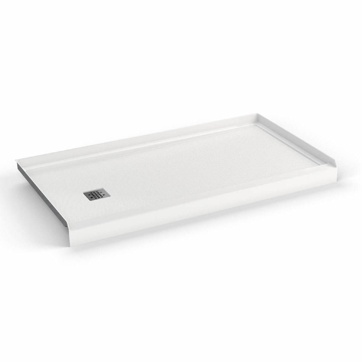 B3Square 6030 Acrylic Alcove Shower Base in White with Left-Hand Drain