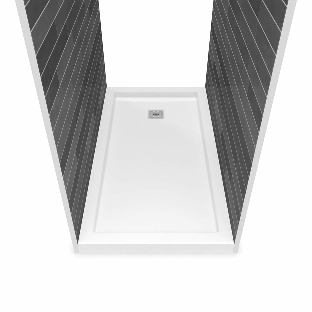 B3Square 6032 Acrylic Alcove Shower Base in White with Left-Hand Drain