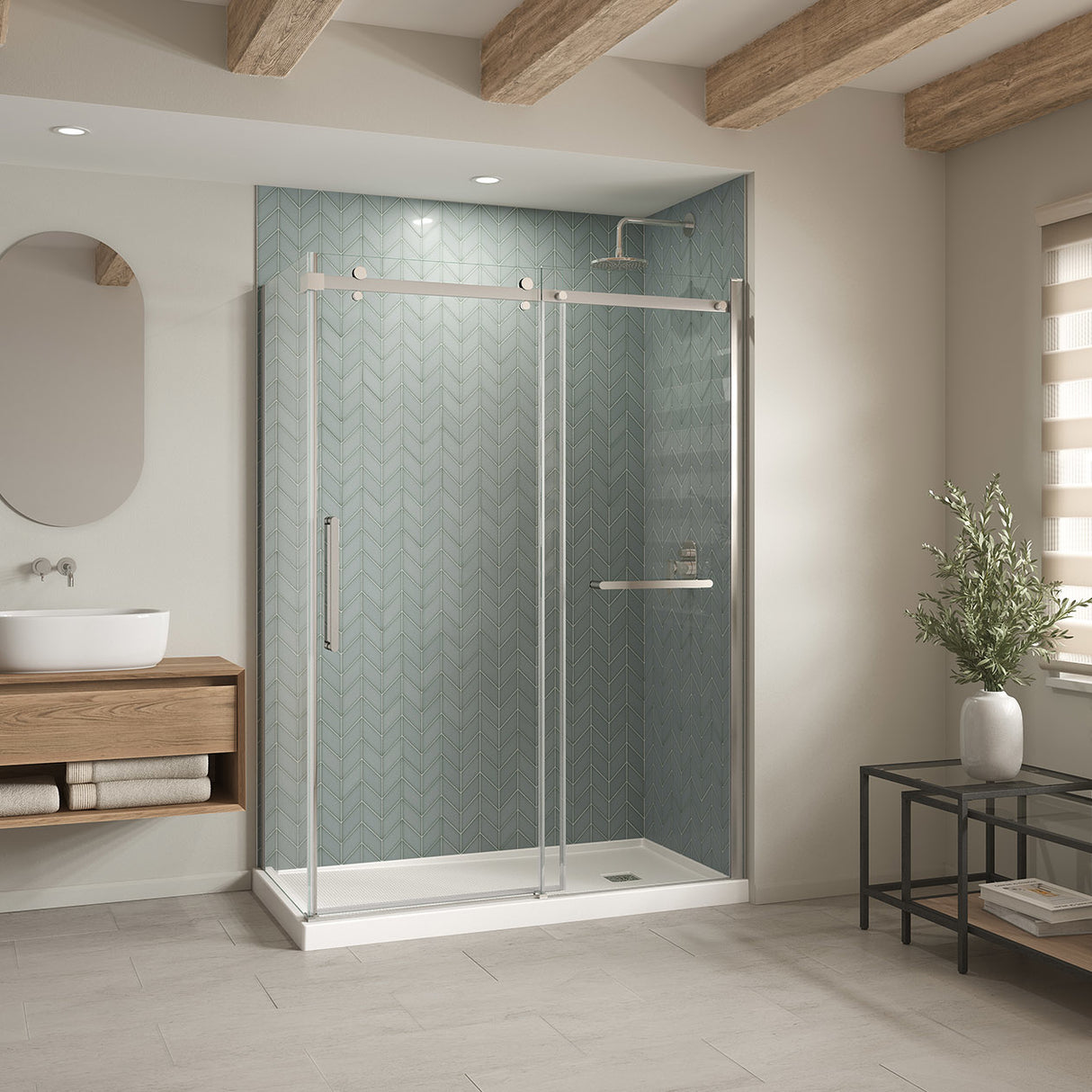 B3X 6032 Acrylic Corner Right Shower Base with Right-Hand Drain in White