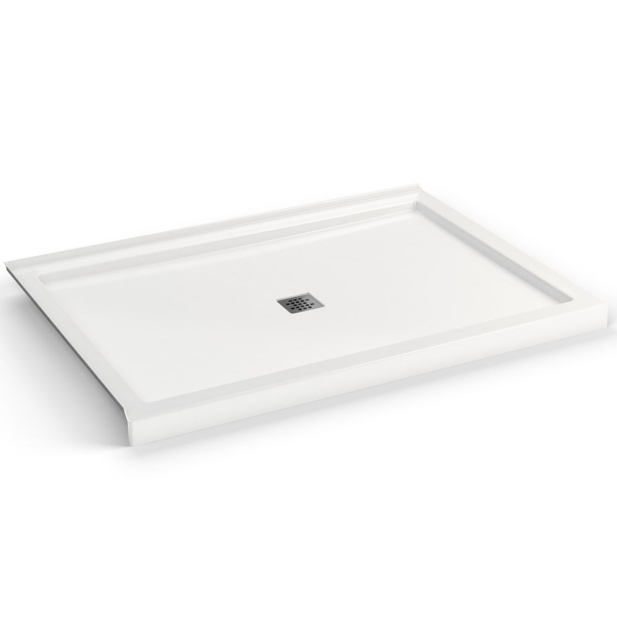 B3Square 6042 Acrylic Alcove Shower Base in White with Center Drain