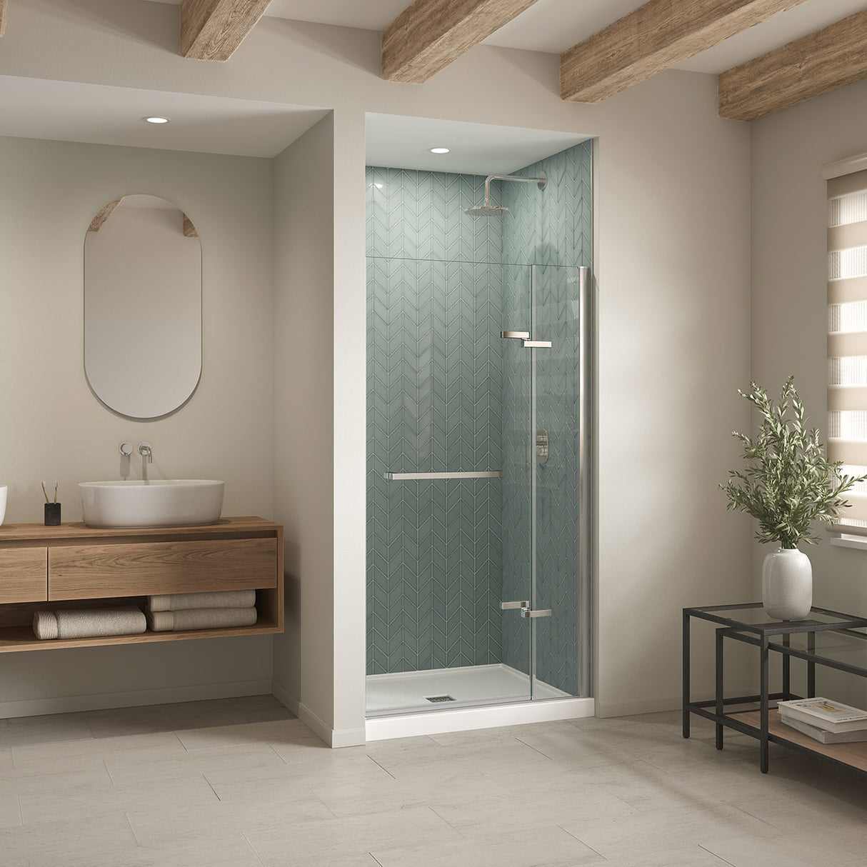 B3X 4236 Acrylic Alcove Shower Base with Center Drain in White