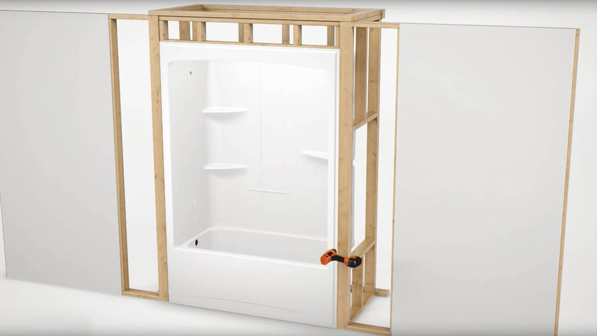 Allia TSR-6032 Acrylic Alcove Left-Hand Drain One-Piece Tub Shower in White