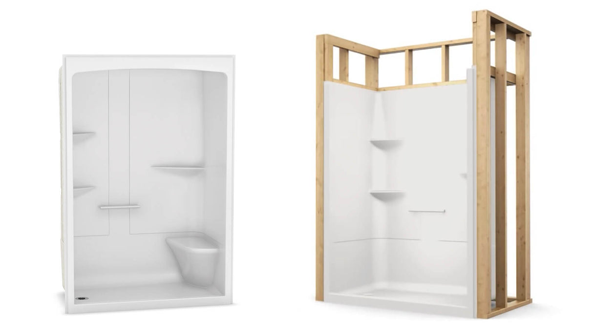 ALLIA TS-6032 Acrylic Alcove Left-Hand Drain Two-Piece Tub Shower in White