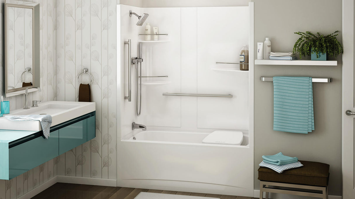 Allia Access TSR-6032 Acrylic Alcove Left-Hand Drain Three-Piece Tub Shower in White