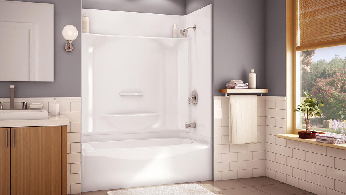 Essence SH-6030 AcrylX Alcove Center Drain Four-Piece Shower in White