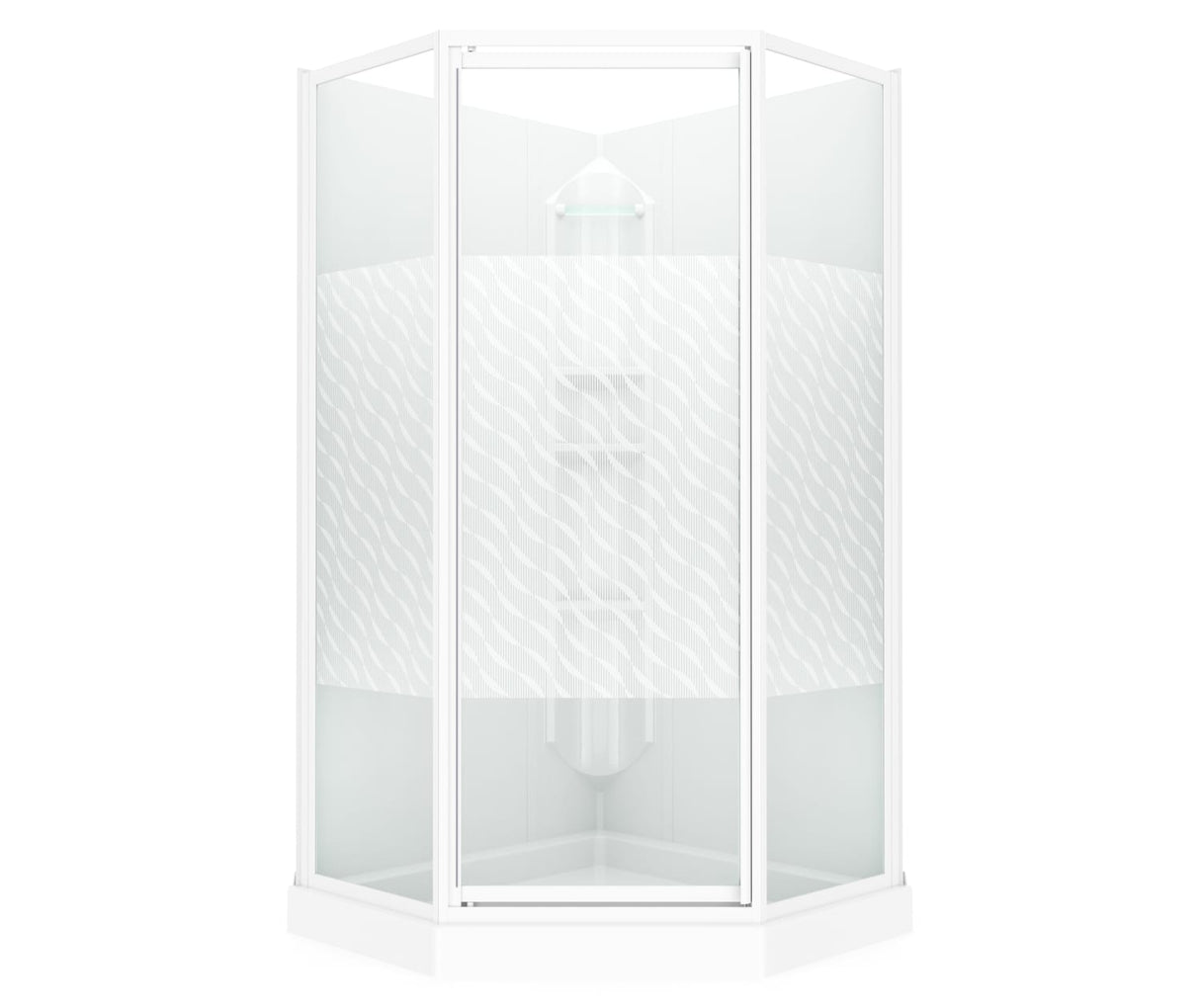 Himalaya 38 x 38 Polystyrene Center Drain Shower Kit in White with Design 47 glass in Chrome