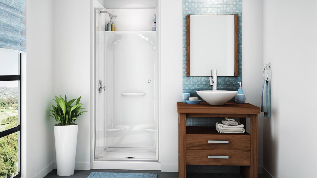 KDS 3232 AcrylX Alcove Center Drain Four-Piece Shower in White