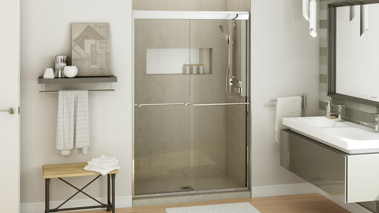 Kameleon 43-47 x 71 in. 8 mm Bypass Shower Door for Alcove Installation with Clear glass in Chrome