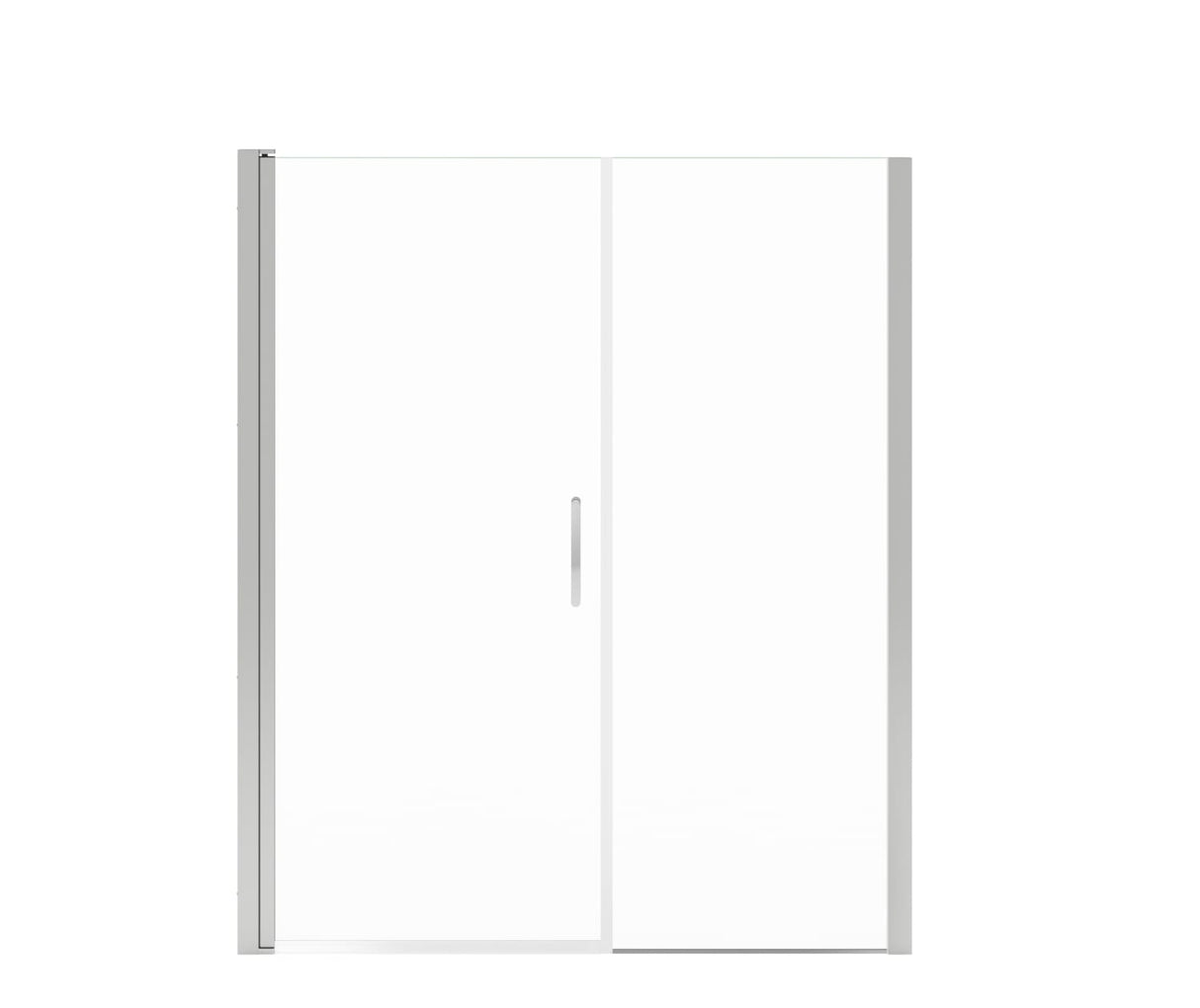 Manhattan 55-57 x 68 in. 6 mm Pivot Shower Door for Alcove Installation with Clear glass & Round Handle in Chrome