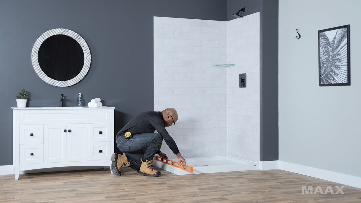 Reveal Sleek 71 41 ½-44 ½ x 71 ½ in. 8mm Pivot Shower Door for Alcove Installation with Clear glass in Chrome