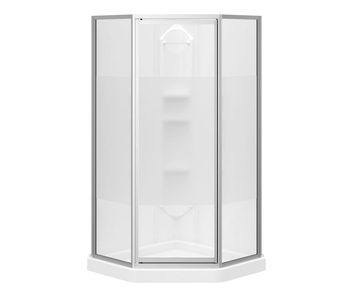 Summit 38 x 38 Polystyrene Center Drain Shower Kit in White with Centre Silk glass in Chrome