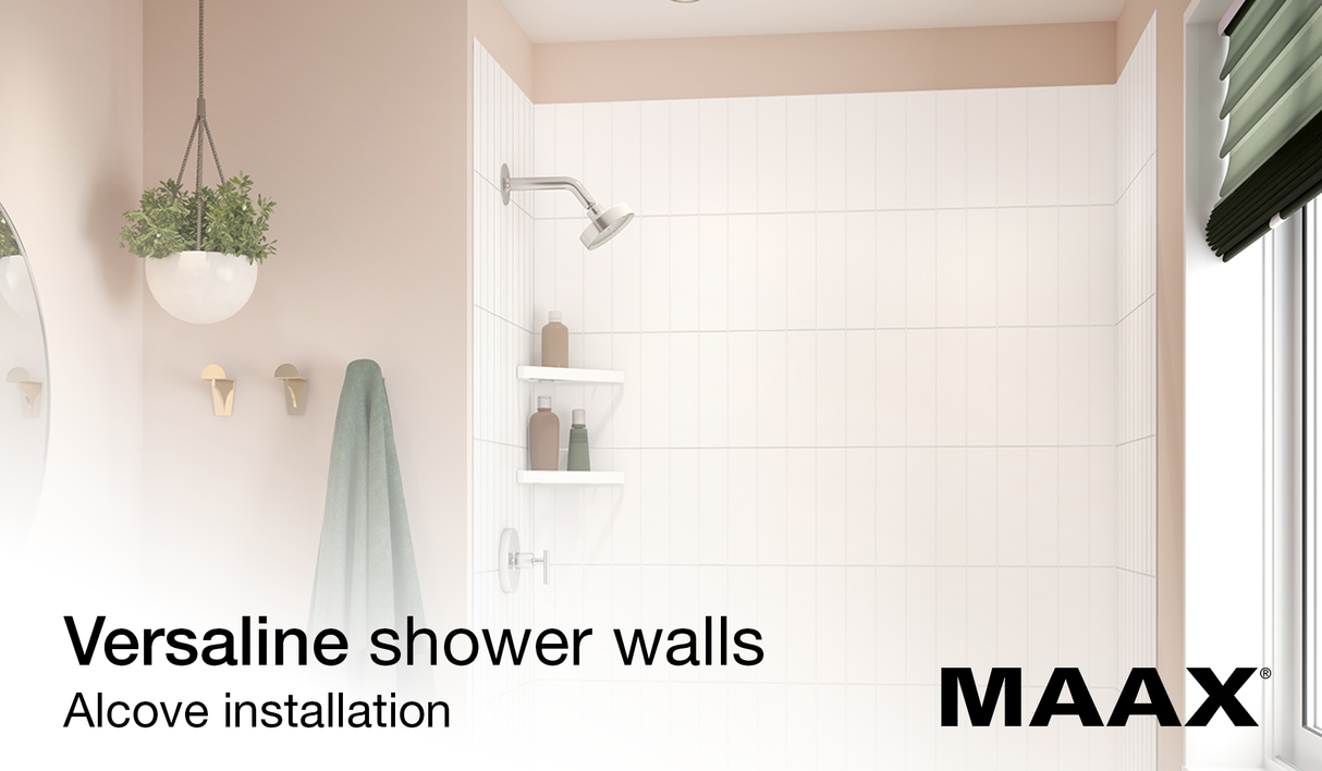 Versaline 6036 Composite Glue-up Four-Piece Shower Wall Kit in Subway White