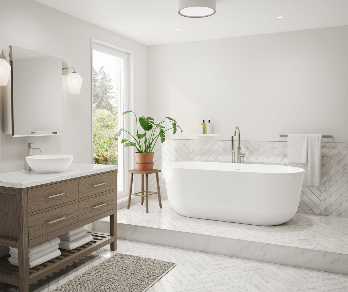 Malindi 67 x 30 Acrylic Freestanding Oval Center Drain Bathtub in White