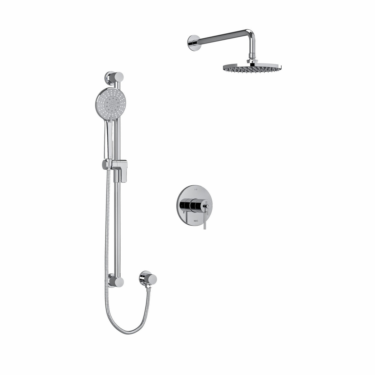 Riobel GS Kit 323 shower trim kit in Chrome with rain showerhead, slide bar handshower and valve trim
