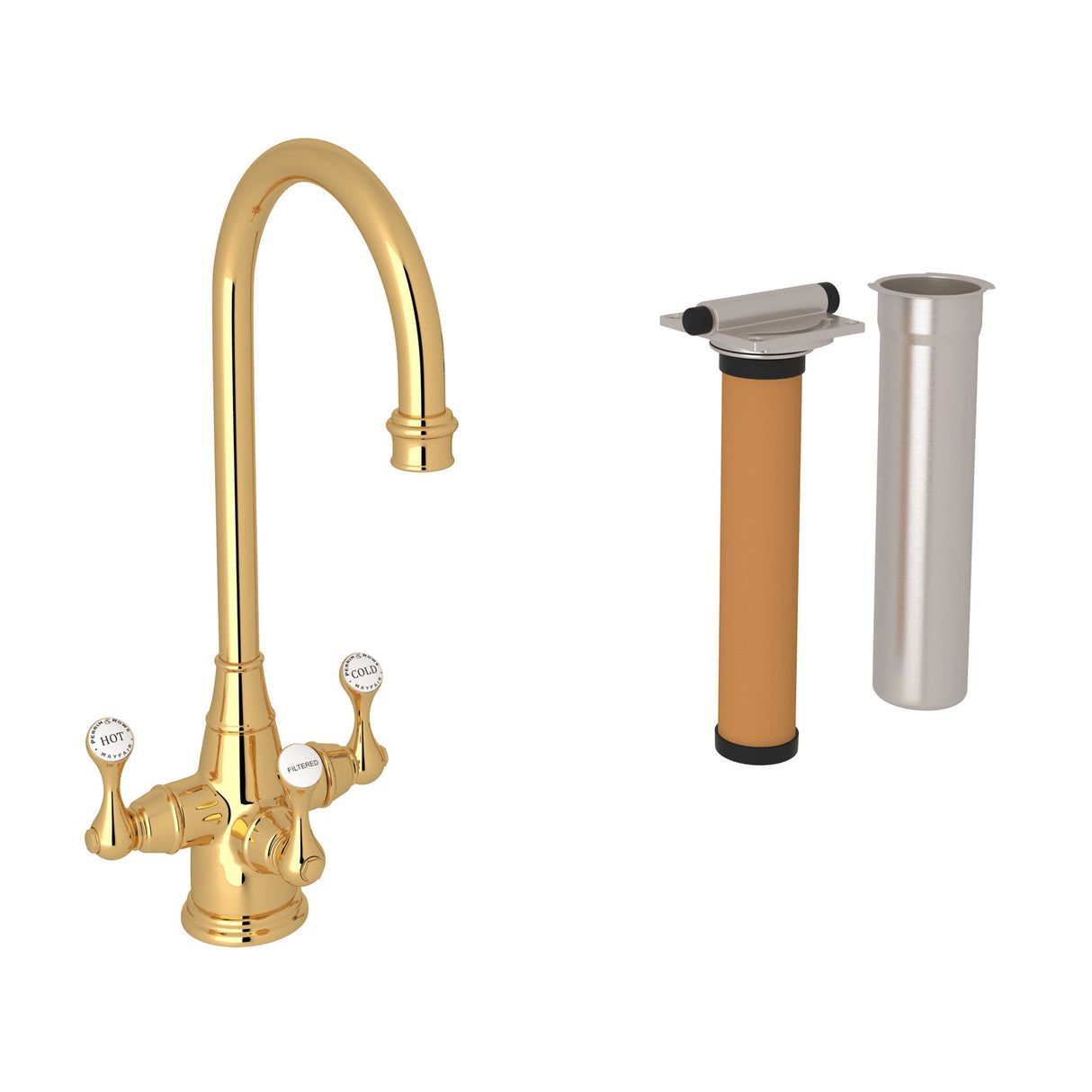 Georgian Era Three Handle Bar/Food Prep Filter Kitchen Faucet Kit