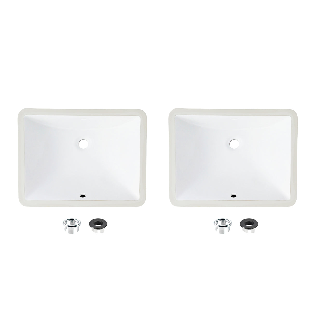20.75" W x 15.5" D Porcelain Rectangular Undermount Bathroom Sink Set of 2